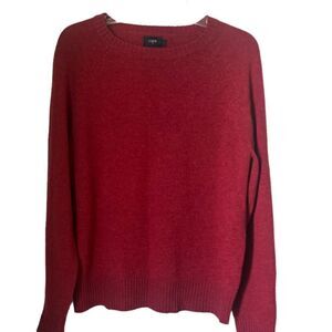 J.CREW  Factory  Women’s 100% Lambs Wool Red Long Sleeve Crewneck Sweater Size S